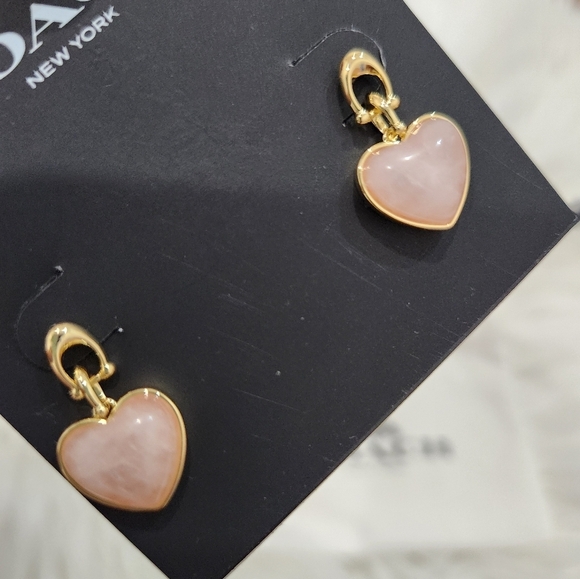 🔹️ COACH🔹️ gold tone quartz heart shaped EARRINGS ✨️ - Picture 3 of 6